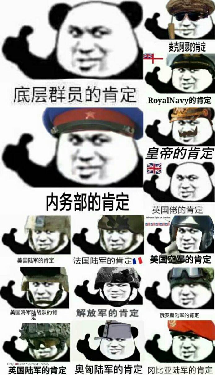 15连熊猫头的肯定：底层群员、内务部、皇帝、陆军的肯定-熊猫头,肯定表情