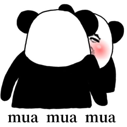 两只熊猫头亲嘴：mua mua mua-熊猫头,秀恩爱,亲嘴