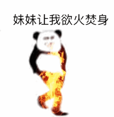 ps特效_身上着火的熊猫头GIF动图：妹妹让我欲火焚身