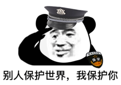 保安熊猫头敬礼：别人保护世界_我保护你-保安表情包,告白表情包