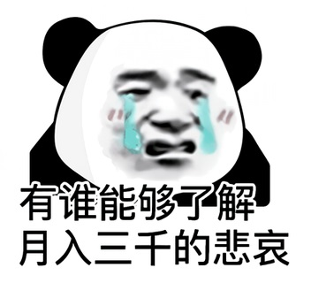 熊猫头落泪：有谁能够了解月入三千的悲哀-熊猫头表情包,流泪表情包,月入3000表情包