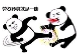 熊猫头一脚踢到另一只熊猫头吐血：劳资转身就是一脚