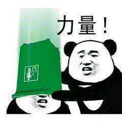 熊猫头用绿色垃圾箱盖头：力量