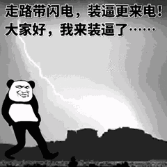 熊猫头：走路带闪电，装逼更来电！大家好，我来装逼了。。。-熊猫头,gif,动图,装逼
