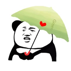 高清版熊猫头打伞表情包-8-